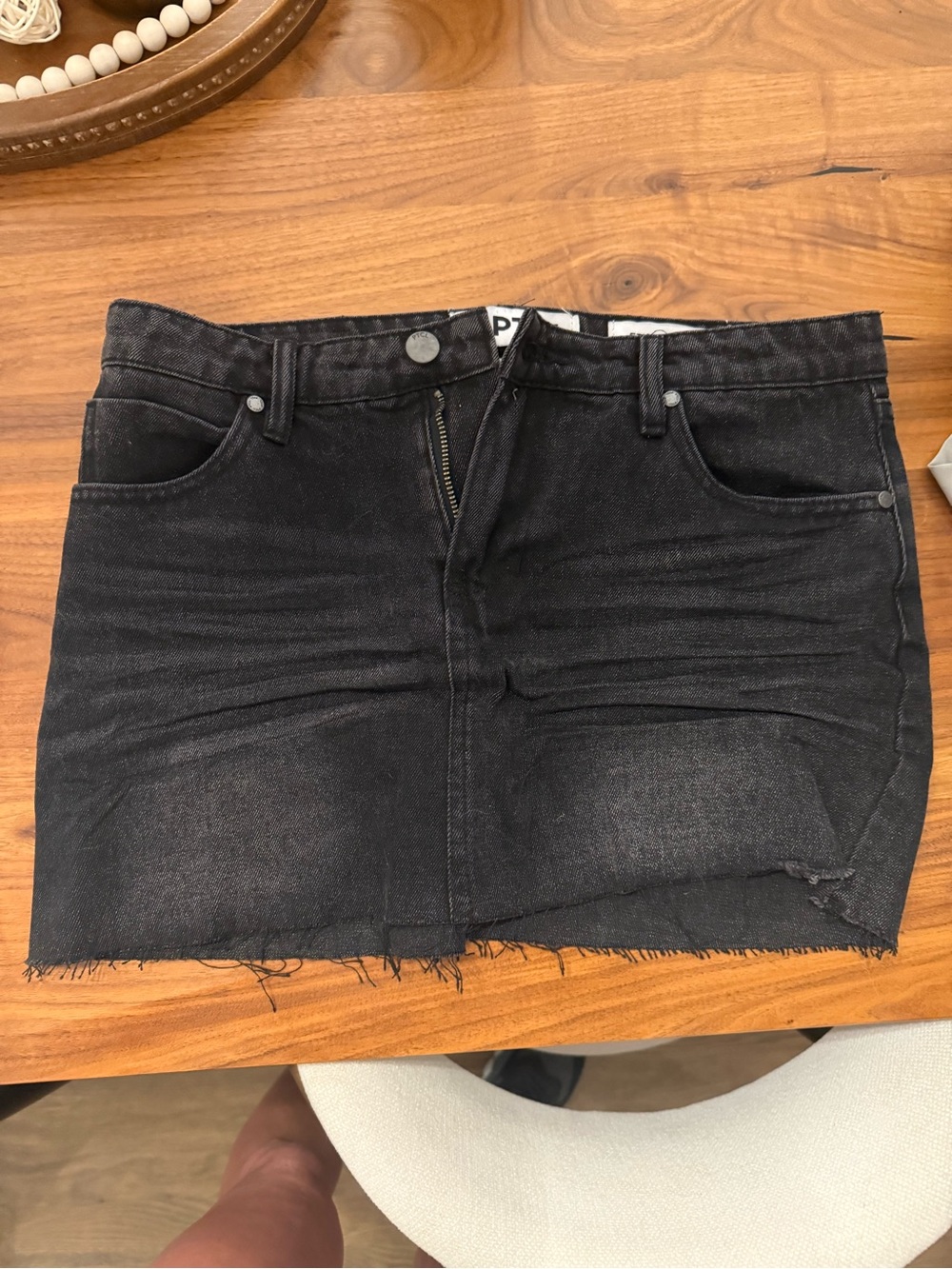 PTCL Black Frayed Denim Mini Skirt - size Small NWOT